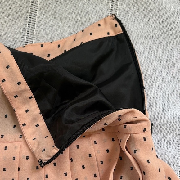 Halogen Pastel Pink and Black Polka Dot A-Line Skirt - Picture 7 of 11